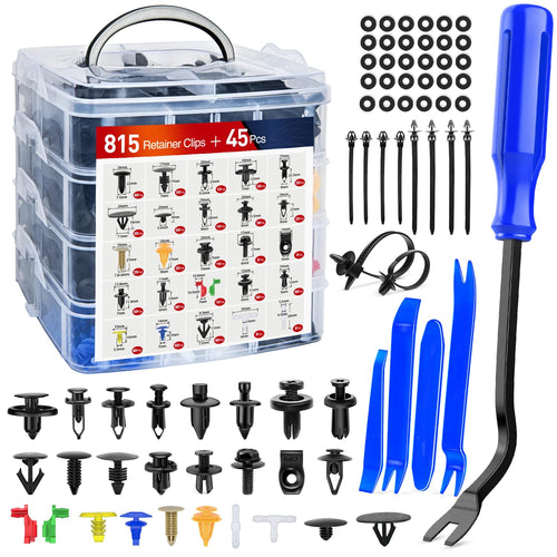 Nilight 860Pcs Car Push Retainer Clips & Auto Fasteners Assortment -26 Most Popular Sizes Nylon Bumper Fender Rivets with 10 Cable Ties and Fasteners Remover for Toyota GM Ford Honda Chevy