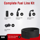 Nilight 8AN 10FT CPE Fuel Hose Kit with 8PCS AN8 Fittings&Hose Separators | CPE Nylon Stainless Steel Braided Oil Gas Diesel Fuel Hose End Fitting Kit for Transmission Oil Cooler Vacuum Lines, view 5