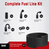 Nilight 8AN 20FT CPE Fuel Hose Kit with 12PCS AN8 Fittings&Hose Separators | CPE Nylon Stainless Steel Braided Oil Gas Diesel Fuel Hose End Fitting Kit for Transmission Oil Cooler Vacuum Lines, view 5