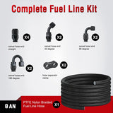 Nilight 8AN 20FT PTFE Fuel Hose Kit with 12PCS AN8 Fittings&Hose Separator | Fit E85 Nylon Stainless Steel Braided Fuel Hose Universal for Automotive Racing Engines, view 5