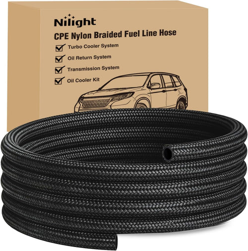 Nilight 8AN 5FT CPE Nylon Stainless Steel Braided Fuel Line Hose Only | High Pressure Oil Gas Diesel Tube for Transmission Oil Cooler Vacuum Lines
