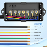 Nilight 8FT 7-Way Plug Inline Trailer Cord With 7-Gang Junction Box, view 2