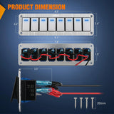 Nilight 8Gang Aluminum 3Pin ON/Off Blue Led Rocker Switch Panel, view 2