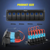 Nilight 8Gang Aluminum 5Pin ON/Off Blue Rocker Switch Panel, view 2