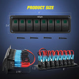 Nilight 8Gang Aluminum 5Pin ON/Off Green Rocker Switch Panel, view 2