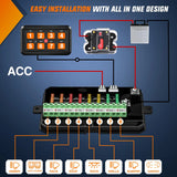 Nilight 8Gang Multifunction Red Rocker Switch Panel System, view 5