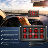 Nilight 8Gang Multifunction Red Rocker Switch Panel System, view 6