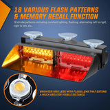 Nilight 8 Inch 16 Leds Windshield Hazard Amber Red Strobe Light, view 5
