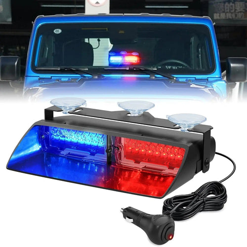 Nilight 8 Inch 16 Leds Windshield Hazard Blue Red Strobe Light