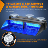 Nilight 8 Inch 16 Leds Windshield Hazard Blue Strobe Light, view 2