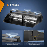 Nilight 8 Inch 16 Leds Windshield Hazard Blue White Strobe Light, view 2