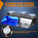 Nilight 8 Inch 16 Leds Windshield Hazard Blue White Strobe Light, view 4