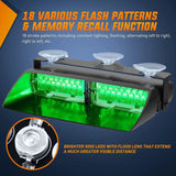 Nilight 8 Inch 16 Leds Windshield Hazard Green Strobe Light, view 6