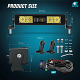 Nilight 8 Inch 5LED Single Row Spot Screw-Less Night Vision LED Light Bar (Pair) | 18AWG Wire 5Pin Switch, view 2