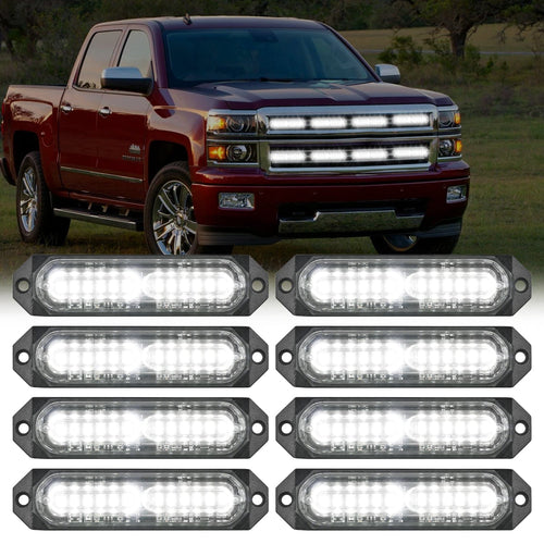 Nilight 8PCS 12LED White Emergency Strobe Lights