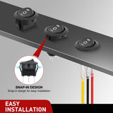 Nilight 8PCS 3 Way Round Rocker Switch with Wiring Harness SPDT 3 Pin ON Off ON Toggle 6A/250V 10A/125VAC 12V for Car Automotive RV Truck Boat Off-Road Vehicle, view 6