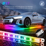 Nilight 8Pcs Aluminum Underglow Neon Accent Strip Lights 396 LEDs Dream Color Door Assist Multi Modes Sound Active Function Music with APP, Remote Control Underbody Light for Car Truck RV, view 4