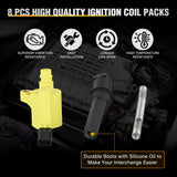 Nilight 8pcs Ignition Coil Pack DG508 DG457 DG472 Straight Boot Ignition Coils Fit for Ford CROWN F150 F250 F350 450 EXPEDITION EXPLORER ECONOLINE EXCURSION 1998-2003 05-14 4.6L 5.4L V8 DG491 FD503, view 2