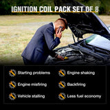 Nilight 8pcs Ignition Coil Pack UF413 Fit for Chevy Silverado 1500 2500 HD Tahoe Suburban Avalanche Express Corvette Camaro Impala GMC Yukon Cadillac Escalade Pontiac 5.3 6.0L V8 Engine, view 6