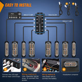 Nilight 8PCS Led Strobe Lights with Controller 12V 24V Sync Feature Amber Light 12 24 LED Surface Mount Emergency Hazard Warning for Vehicle Car Truck RV ATV, view 4