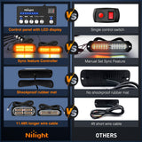 Nilight 8PCS Led Strobe Lights with Controller 12V 24V Sync Feature Amber Light 12 24 LED Surface Mount Emergency Hazard Warning for Vehicle Car Truck RV ATV, view 5