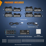 Nilight 8PCS Led Strobe Lights with Controller 12V 24V Sync Feature Blue Emergency Hazard Warning Light 12 24 LED Surface Mount for Vehicle Car Truck RV ATV, view 5
