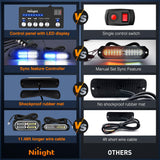 Nilight 8PCS Led Strobe Lights with Controller 12V 24V Sync Feature Blue White Emergency Hazard Warning Light 12 24 LED Surface Mount for Vehicle Car Truck RV ATV, view 5