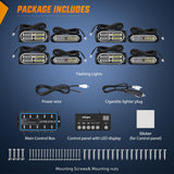 Nilight 8PCS Led Strobe Lights with Controller 12V 24V Sync Feature Blue White Emergency Hazard Warning Light 12 24 LED Surface Mount for Vehicle Car Truck RV ATV, view 6