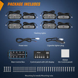 Nilight 8PCS Led Strobe Lights with Controller 12V 24V Sync Feature Green Emergency Hazard Warning Light 12 24 LEDs Surface Mount for Vehicle Car Truck RV ATV, view 6