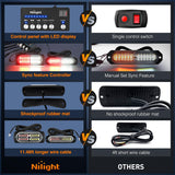 Nilight 8PCS Led Strobe Lights with Controller 12V 24V Sync Feature Red White Emergency Hazard Warning Light 12 24 LED Surface Mount for Vehicle Car Truck RV ATV, view 5