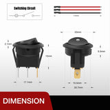 Nilight 8PCS Round Rocker Switches 12V 24V 20A White LED Toggle swtiches SPST with 16AWG Presoldered Wires 3Pin 2Position for Car Truck Vehicle Boat Marine Rocker On Off Control, view 2