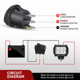 Nilight 8PCS Round Rocker Switches 12V 24V 20A White LED Toggle swtiches SPST with 16AWG Presoldered Wires 3Pin 2Position for Car Truck Vehicle Boat Marine Rocker On Off Control, view 3