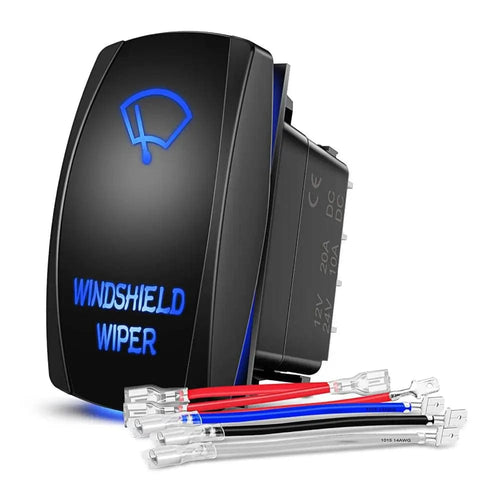 Nilight 8Pin Laser DPDT Windshield Wiper On/Off Rocker Switch Blue