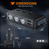 Nilight 9 in 1 Cigarette Lighter Adapter Splitter 3 Sockets PD 65W and QC3.0 18W Ports with Independent Switches LED Voltage Display for 12V 24V Cars SUV Van Truck Jeep, view 3