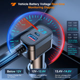 Nilight 9 in 1 Cigarette Lighter Adapter Splitter 3 Sockets PD 65W and QC3.0 18W Ports with Independent Switches LED Voltage Display for 12V 24V Cars SUV Van Truck Jeep, view 6