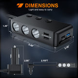 Nilight 9 in 1 Cigarette Lighter Adapter Splitter QC 3.0 3 Sockets 4 USB Ports Power Splitter with PD/QC 3.0 Independent Switches LED Voltage Display for 12V/24V Cars Van Truck Camper, view 3