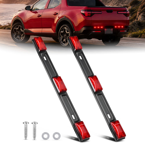 Nilight 9 LED Marker Tail Trailer Light Bar 14.2Inch 2 PCS Red Clearance Identification Running Mark ID Rear Stainless Steel Bracket for 12V Pickup Truck RV Boat