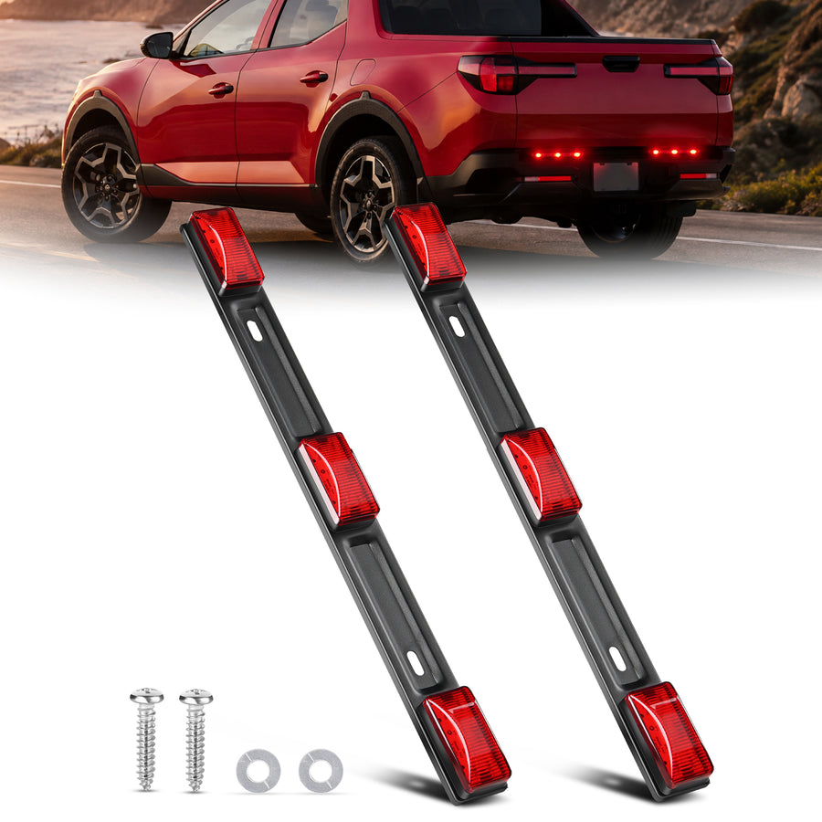 Nilight 9 LED Marker Tail Trailer Light Bar 14.2Inch 2 PCS Red Clearance Identification Running Mark ID Rear Stainless Steel Bracket for 12V Pickup Truck RV Boat