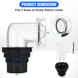 Nilight 90 Degree RV Sewer Hose Fittings with 4-in-1 Adapter, Clear RV Sewer Hose Elbow Leak-Proof Connection & Odor-Tight Seal Fits 4 Sizes of Dump Station Inlets for Campers Travel Trailers, Black, view 2