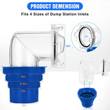 Nilight 90 Degree RV Sewer Hose Fittings with 4-in-1 Adapter, Clear RV Sewer Hose Elbow Leak-Proof Connection & Odor-Tight Seal Fits 4 Sizes of Dump Station Inlets for Campers Travel Trailers, Blue, view 2