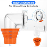 Nilight 90 Degree RV Sewer Hose Fittings with 4-in-1 Adapter, Clear RV Sewer Hose Elbow Leak-Proof Connection & Odor-Tight Seal Fits 4 Sizes of Dump Station Inlets for Campers Travel Trailers, Orange, view 2