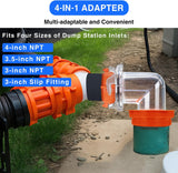 Nilight 90 Degree RV Sewer Hose Fittings with 4-in-1 Adapter, Clear RV Sewer Hose Elbow Leak-Proof Connection & Odor-Tight Seal Fits 4 Sizes of Dump Station Inlets for Campers Travel Trailers, Orange, view 6