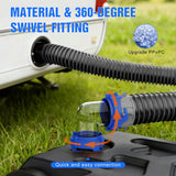 Nilight 90 Degree RV Tote Tank Adapter, Clear RV Sewer Hose Elbow Fitting with 4 Swivel Bayonet Prongs Leak-Proof Double Odor-Tight Sealing Ring for RV Camping Portable Waste Tank Sewer Hoses, Blue, view 3