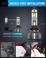 Nilight 9006/HB4 LED Headlight Bulbs E30 Series 30W 14000LM 6500K IP67 | 2 BULBS, view 5