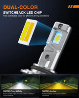Nilight 9006/HB4 Switchback LED Headlight Bulbs CS1 Series, view 2