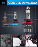 Nilight 9007/HB5 LED Headlight Bulbs E30 Series 70W 14000LM 6500K IP67 | 2 BULBS, view 6