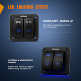 Nilight 90423B 2Gang Aluminum Laser LED Light Bar Rocker 12/24V 5Pin ON/Off Pre-Wired LED POD Lights Toggle Switch Panel with Blue LED for Marine Boat Car ATV UTV, view 3
