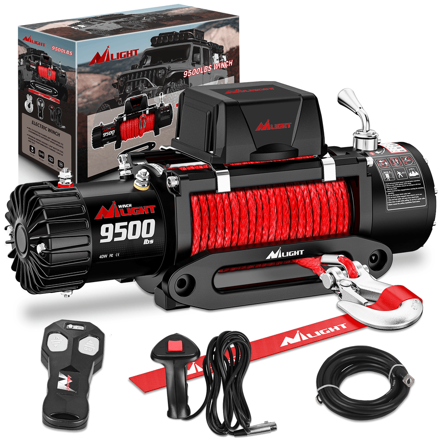 Nilight 9500 lb ATV/UTV Electric Winch Kit With Synthetic Winch Rope