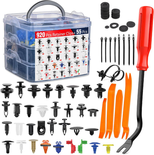 Nilight 975Pcs Car Push Retainer Clips Auto Fasteners Kit Included 33 Sizes Nylon Bumper Fender Rivets Door Trim Panel Clips with 5 Fasteners Remover 10 Cable Ties for Toyota GM Ford Honda Chevy Audi