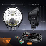 Nilight 9 Inch 120W 7000LM Round High Low Beam Built-in EMC LED Work Lights (Pair) | 14AWG DT Wire, view 2
